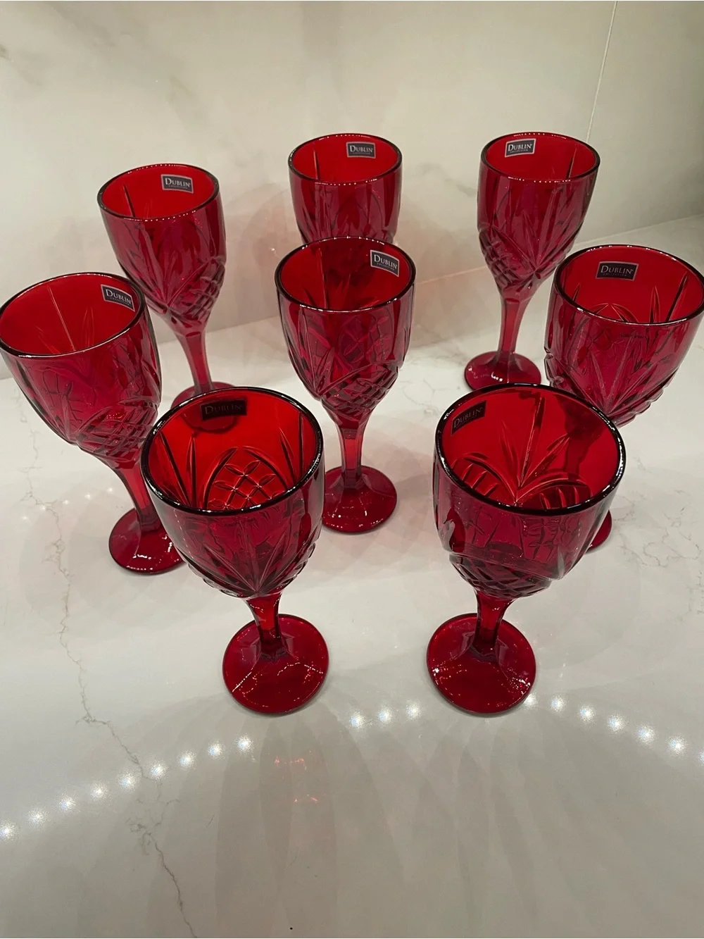 Godinger Dublin Crystal wine goblet set of 8 Ruby Red 10oz
